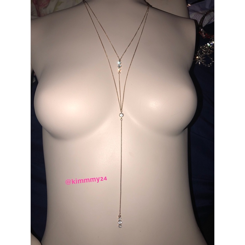 Rhinestone Drop Chain Necklace - Forever 21